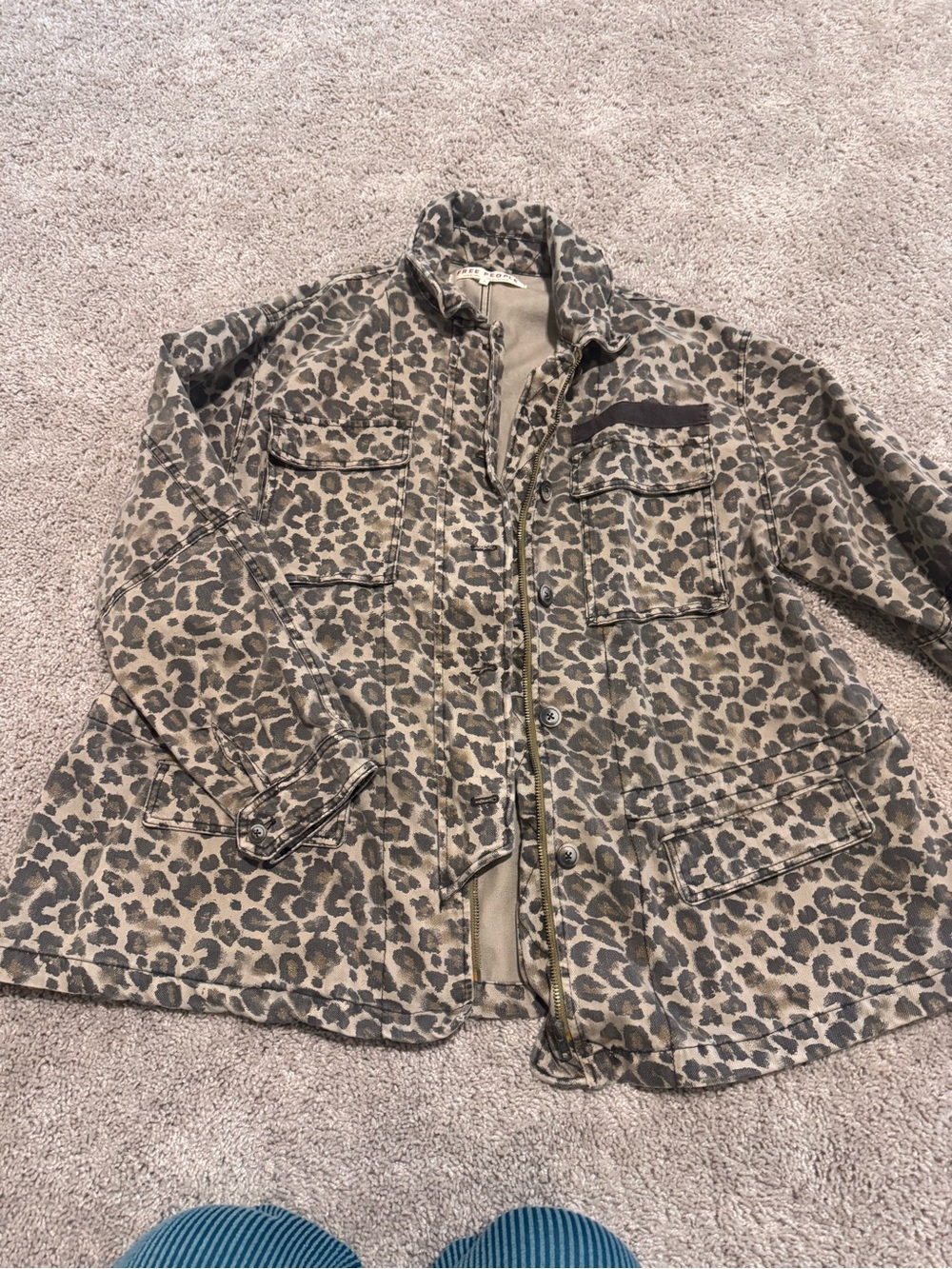 Free People Ivory Combo Leopard Jacket